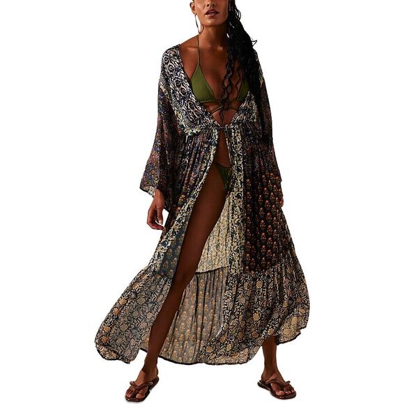 FREE PEOPLE Women's Bombay Mixed Print Duster In Navy Combo - Picture 1 of 9